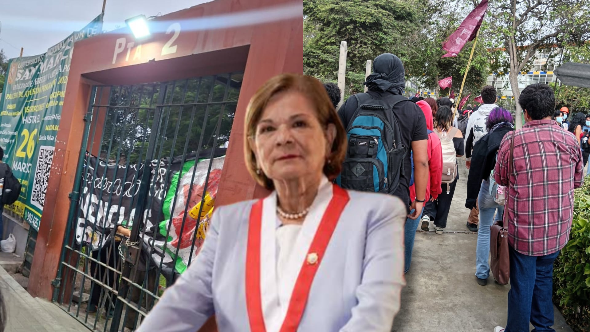 La protesta comenzó alrededor de las 5 de la tarde dentro de la ciudad universitaria. Composición: Infobae