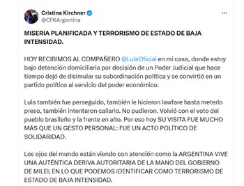 La publicación de CFK contra