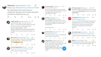 Quejas de usuarios en redes sociales por caída de Davivienda - crédito captura de pantalla de X