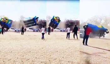 Córdoba: un inflable salió volando y dos niños resultaron heridos