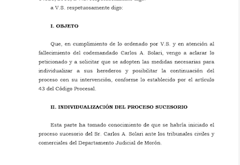Pedido en la demanda contra el Indio: documento del Juzgado Civil N°53