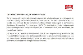 Coca-Cola FEMSA enfrenta un cambio de reglas en el uso del agua: menos manantiales y más obligaciones en La Calera - crédito Coca-Cola FEMSA