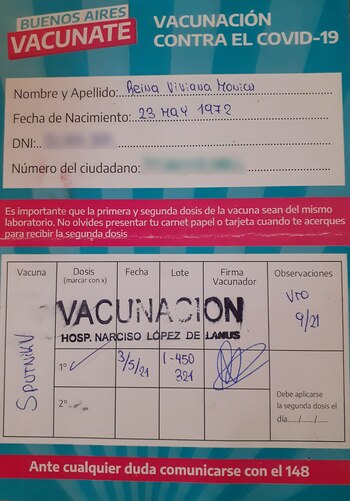 El certificado de vacunación de