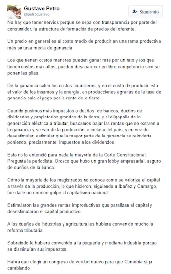 En un mensaje publicado en