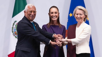 António Costa, Claudia Sheinbaum y Ursula von der Leyen