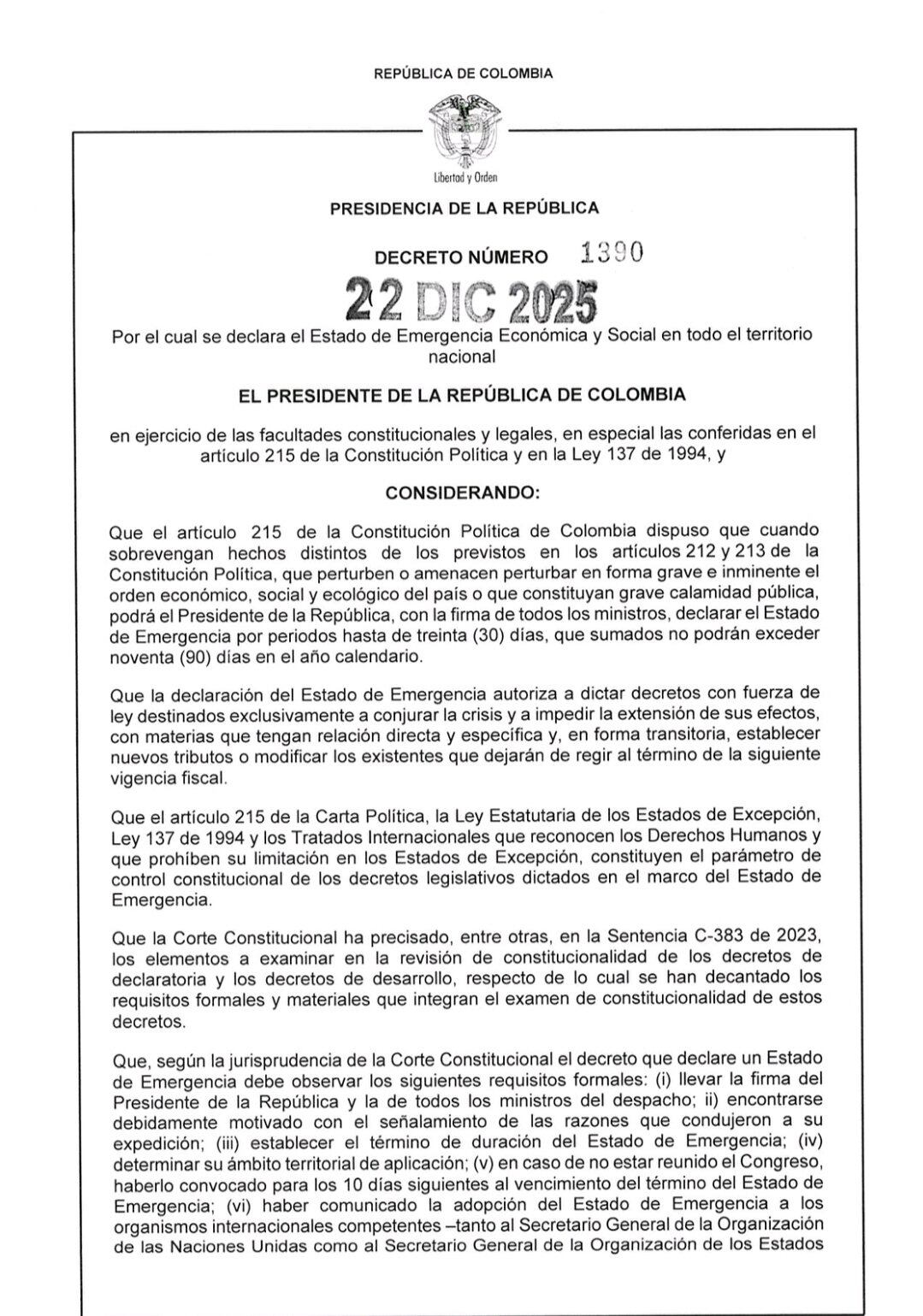 La senadora Angélica Lozano critica la declaración de emergencia económica del Gobierno, señalando que las decisiones fiscales fueron previsibles y afectaron la inversión y el gasto público - crédito Ministerio de Hacienda