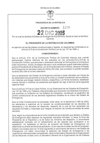 La emergencia económica tendrá vigencia