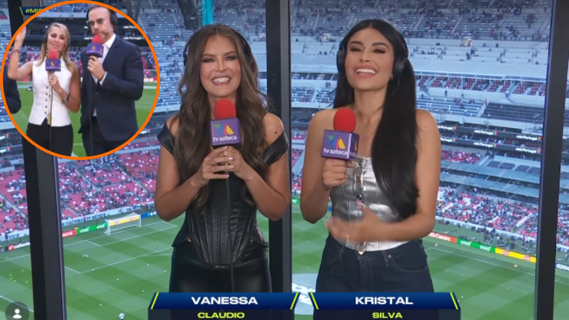 Vanessa Claudio y Kristal Silva ‘le roban foco’ a Inés Sainz en transmisión de TV Azteca del México vs Portugal(Fotos: Instagram/azteca7)