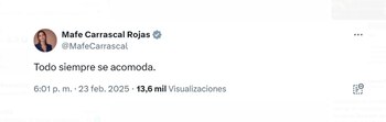 Mafe Carrascal publicó un mensaje