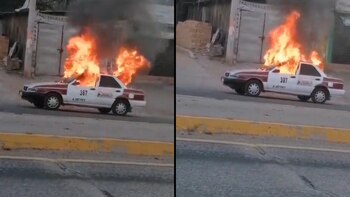 El taxi quedó completamente envuelto