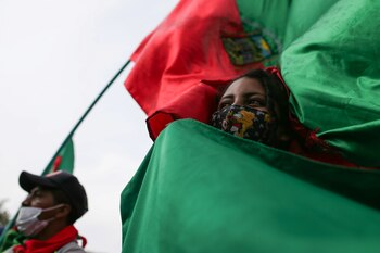 A woman participates in a