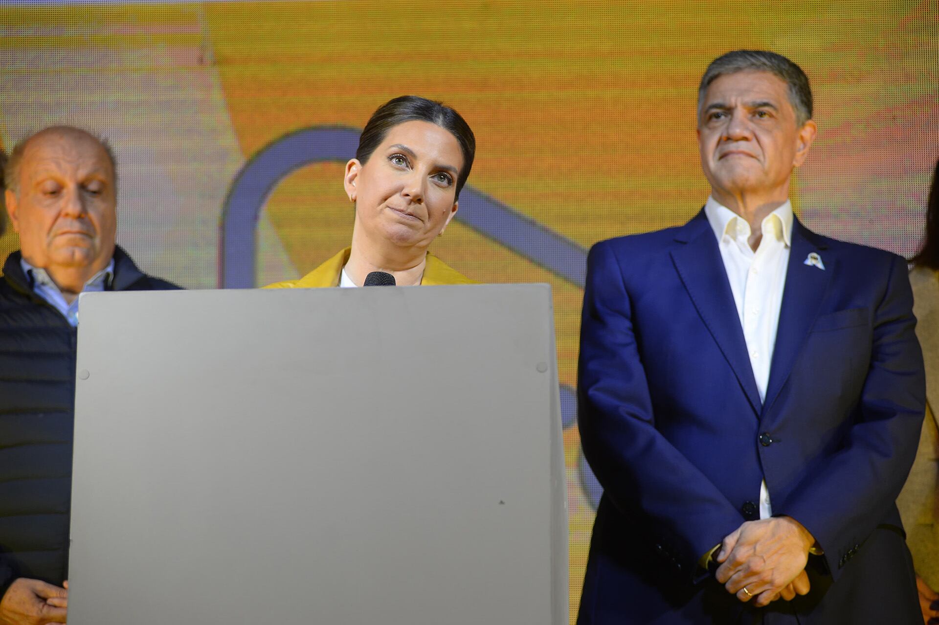 Silvia Lospennato y Jorge Macri en el búnker del PRO (Crédito: Jaime Olivos)