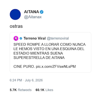La cantante española reaccionó en sus redes al momento en el que Speed lloraba con su canción de fondo