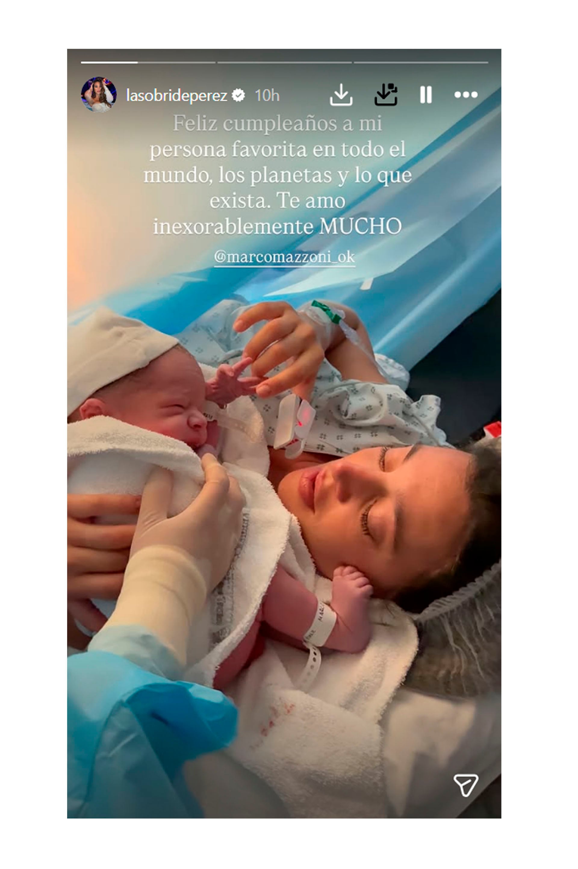 Sol Pérez abraza a su recién nacido hijo Marco en un íntimo y tierno momento en la sala de partos. (Instagram)