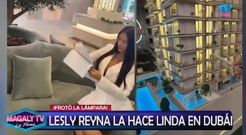 Lesly Reyna responde de qué vive en Dubái tras mostrar Lamborghinis, yates y joyas de lujo. Captura: Magaly TV La Firme.
