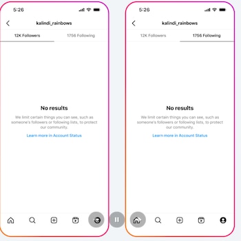 Los usuarios con conductas sospechas no pueden ver los seguidores ni seguidos de los menores. (Instagram)