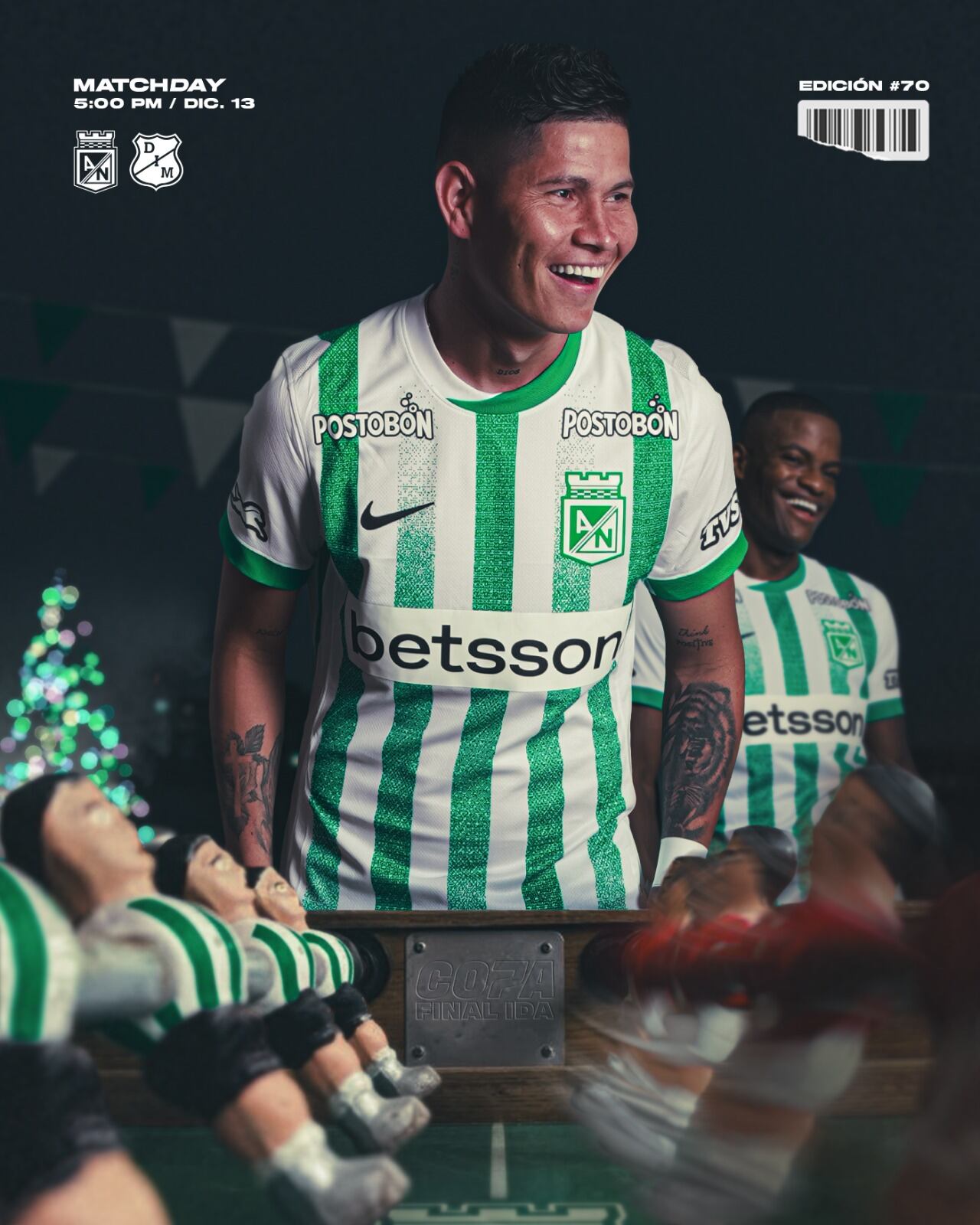 Con Jorman Campuzano y Andrés Felipe Román, el verde presentó el partido ante Medellín - crédito @nacionaloficial / X