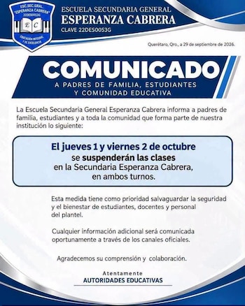 Suspensión de clases secundaria Queretaro ataque con cuchillos