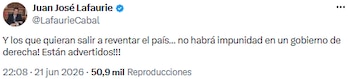Juan José Lafaurie lanzó mensaje de advertencia tras elecciones y profundizó la polarización - crédito @LafaurieCabal/X