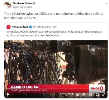 El presidente Gustavo Petro sobre militares implicados en audios falsos en contra de Iván Cepeda - crédito @petrogustavo/X