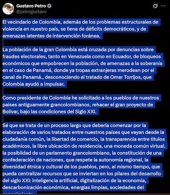 Declaraciones de Gustavo Petro sobre