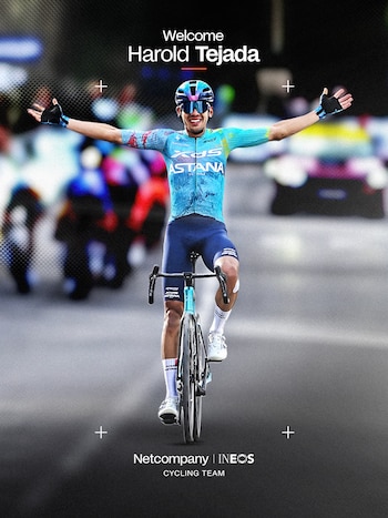 El exciclista del Astana Team ahora será parte de la escuadra británica-crédito @NetcompanyINEOS/X