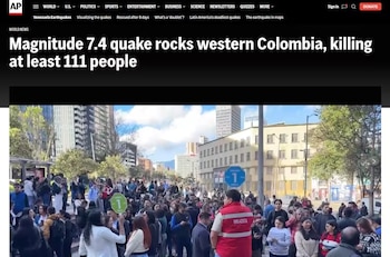 Así reportó AP la tragedia del terremoto en Colombia - crédito AP