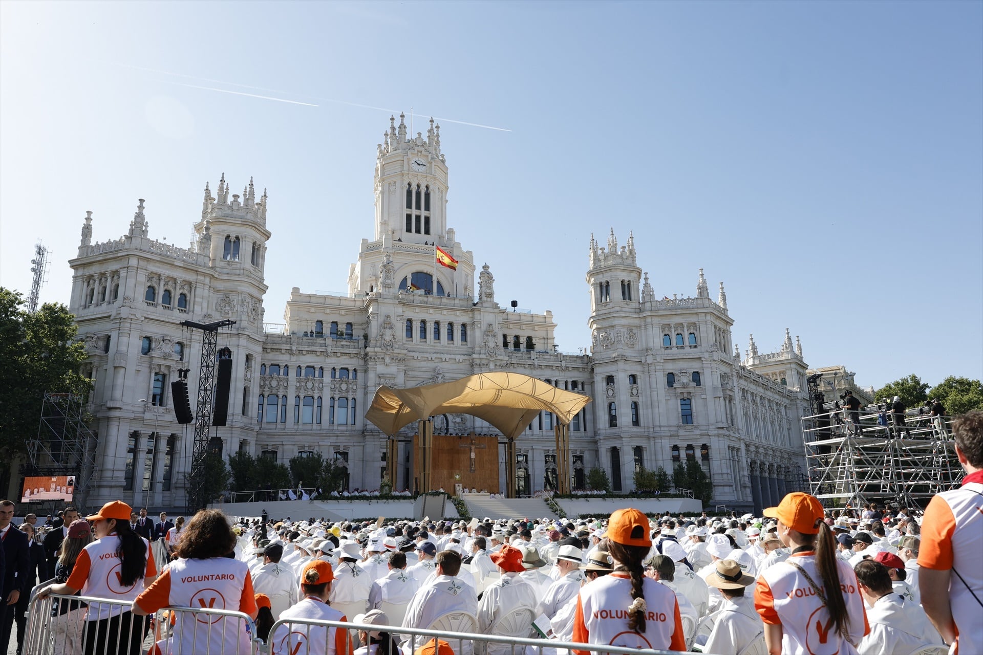 El Papa León XIV preside la misa de Corpus Christi, en la Plaza de Cibeles, a 7 de junio de 2026, en Madrid (España)(Jesús Hellín/Europa Press/Pool / Europa Press)