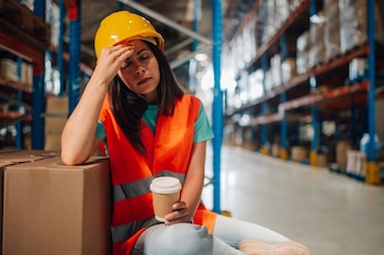 Una empleada descansa durante su