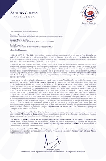 sandra cuevas reforma judicial
