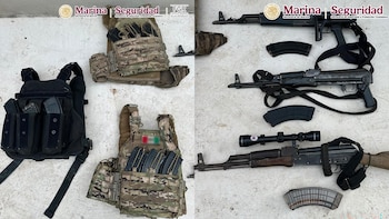 Las autoridades detuvieron además a tres hombres vinculados al grupo delictivo: José Luis "U", originario del Estado de México; Steven Alberto "C", de nacionalidad colombiana, y Yhair "A". Crédito: Semar