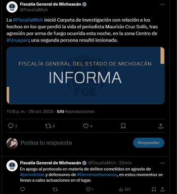 Fiscalía de Michoacán ya inició