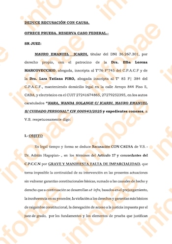El escrito que presentó la defensa de Mauro Icardi