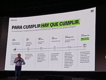 El CEO de Sencia, Mauricio Hoyos, entregó el plan de construcción del estadio-crédito Diego Ariza/Infobae Colombia
