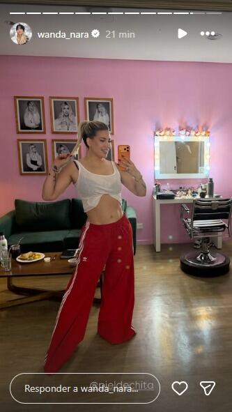 Wanda se mostró feliz en su camarín antes de comenzar con las grabaciones de un nuevo episodio de MasterChef Celebrity