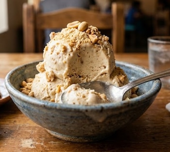 Aprende a preparar helado de mazapán con esta receta fácil y rápida. Foto: (Gemini IA)