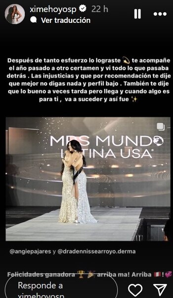 Ximena Hoyos le dedica emotivas