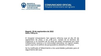 Comunicado del Hospital Universitario San