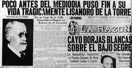 La noticia del suicidio de Lisandro de la Torre tuvo un alto impacto. Se produjo dos años después del asesinato de Bordabehere.