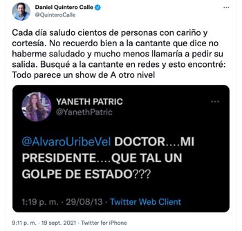 Respuesta de Daniel Quintero a