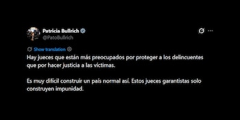 Tuit Patricia Bullrich sobre inconstitucionalidad del régimen penal juvenil