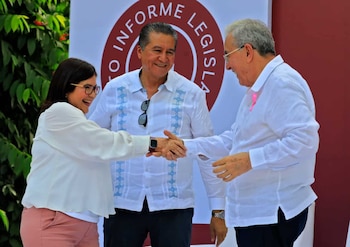 Imelda Castro y Rubén Rocha Moya . (Gobierno de Sinaloa)