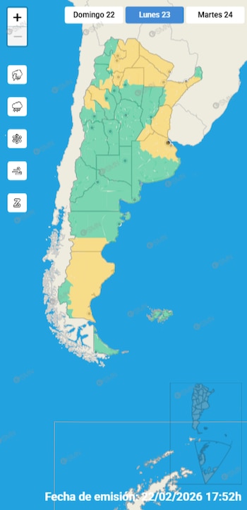 El mapa de alertas del