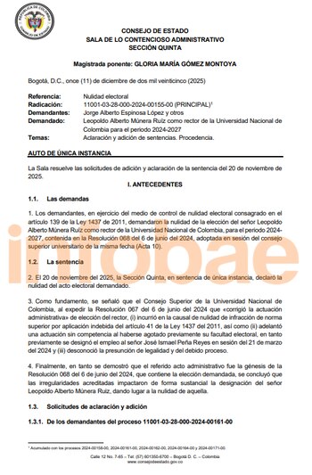 l Consejo de Estado rechazó