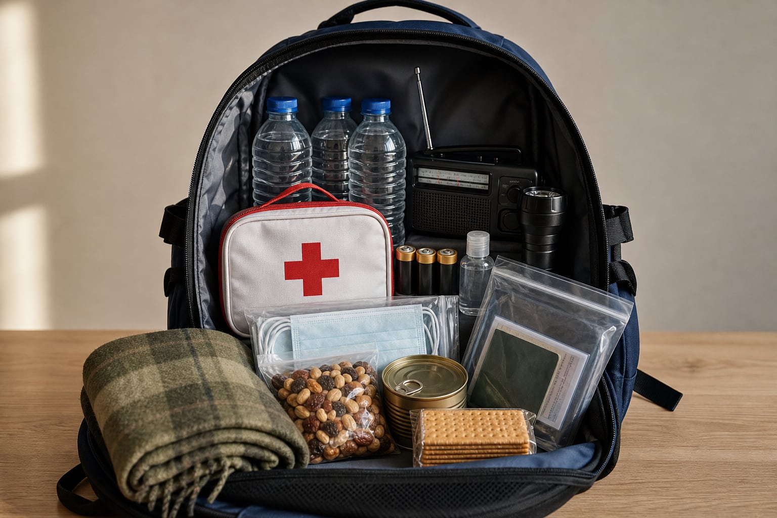 Una mochila de emergencia preparada con suministros básicos reúne los elementos principales de supervivencia ante situaciones de desastre. (Imagen Ilustrativa Infobae)