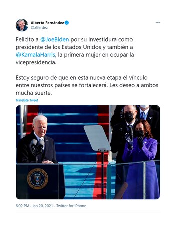 Alberto Fernández saludó -vía Twitter-
