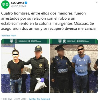 (Foto: Twitter @SSP_CDMX)