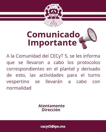 Amenaza de bomba en la vocacional 5