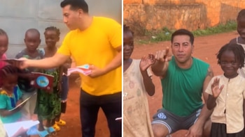 Nicaragüense deportado reparte "momentos de felicidad" con útiles y golosinas entre niños de escasos recursos en África
