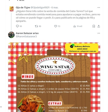 El "Cubo" Torres vende comida